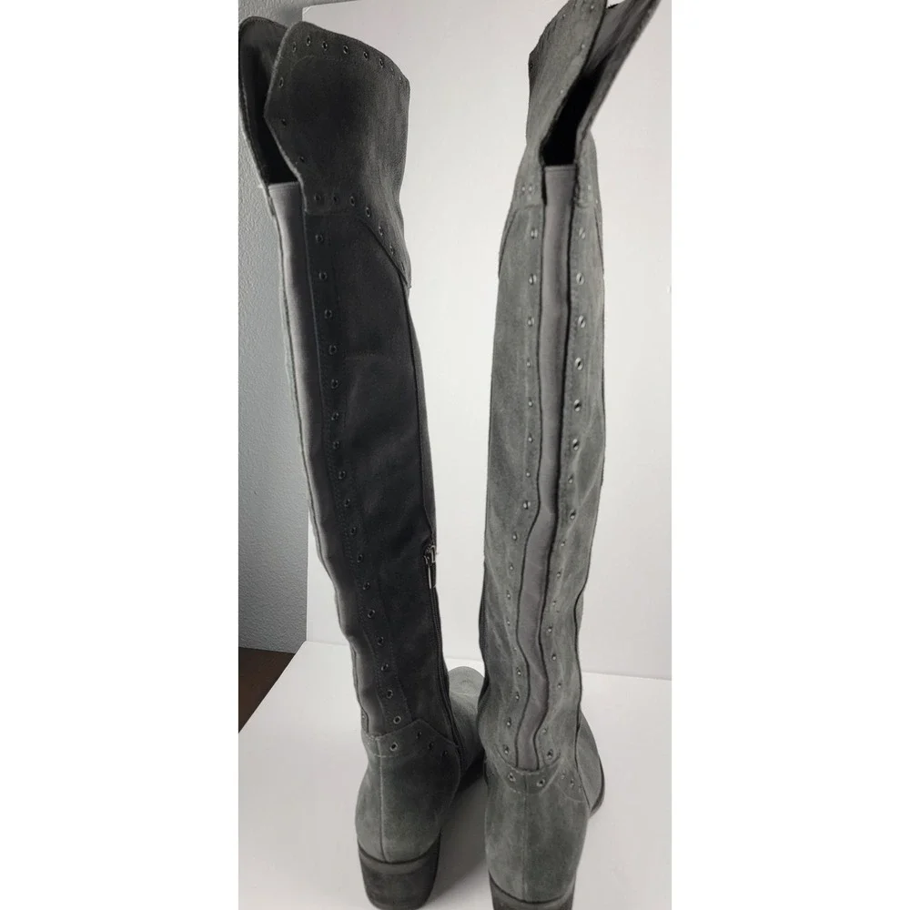 Vince Camuto Bestan Grey Suede Over The Knee Studded Boots Womens 7.5 M